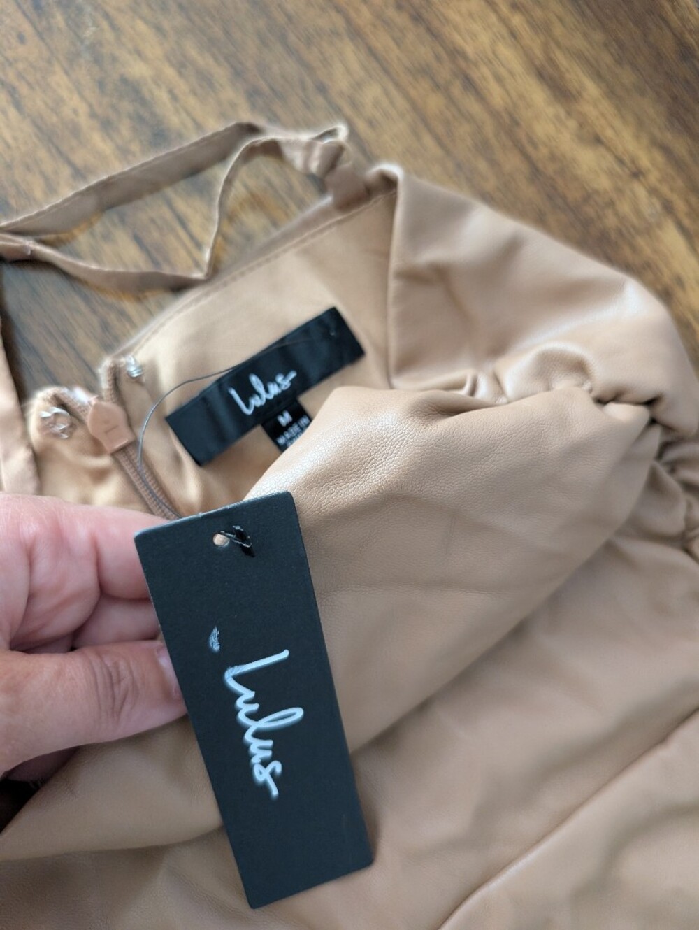 Lulu's Tan Faux Leather Bodycon Mini Dress - Picture 6 of 9